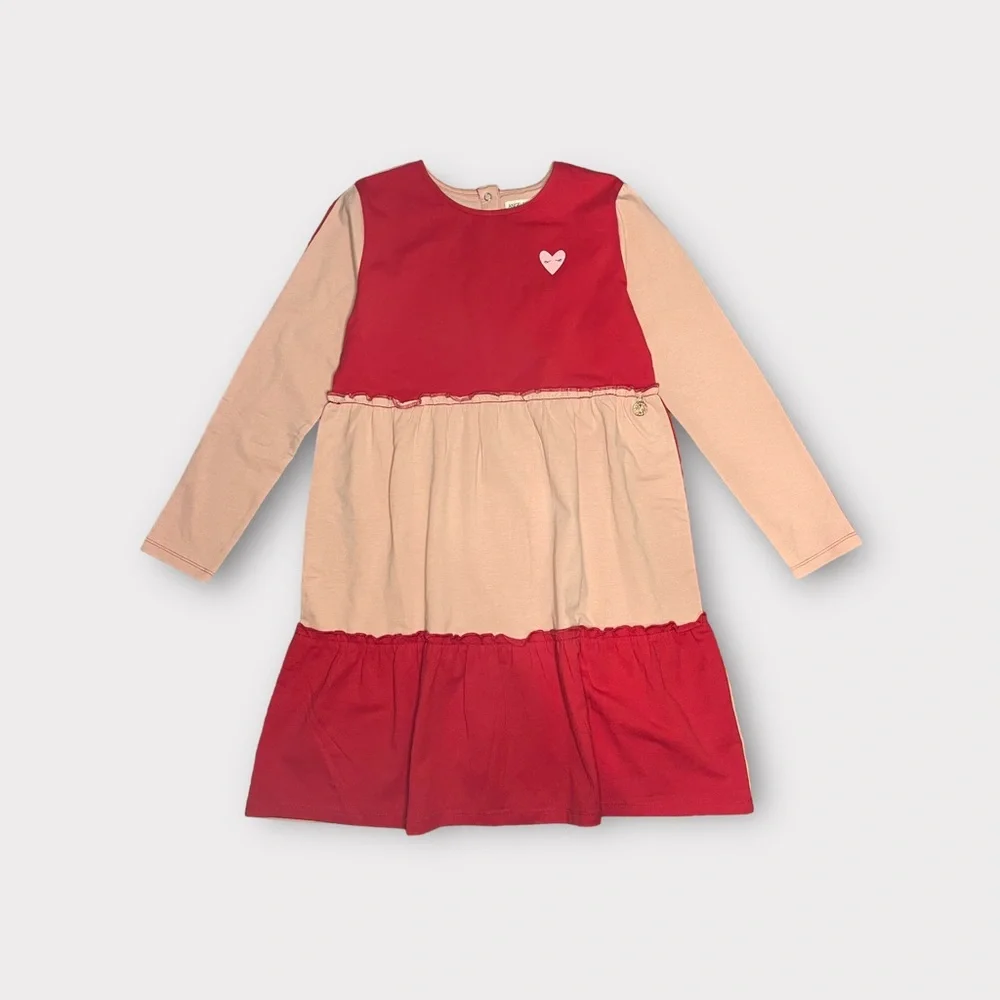 Angel & Rocket Pink Red Color Block Long Sleeve Dress